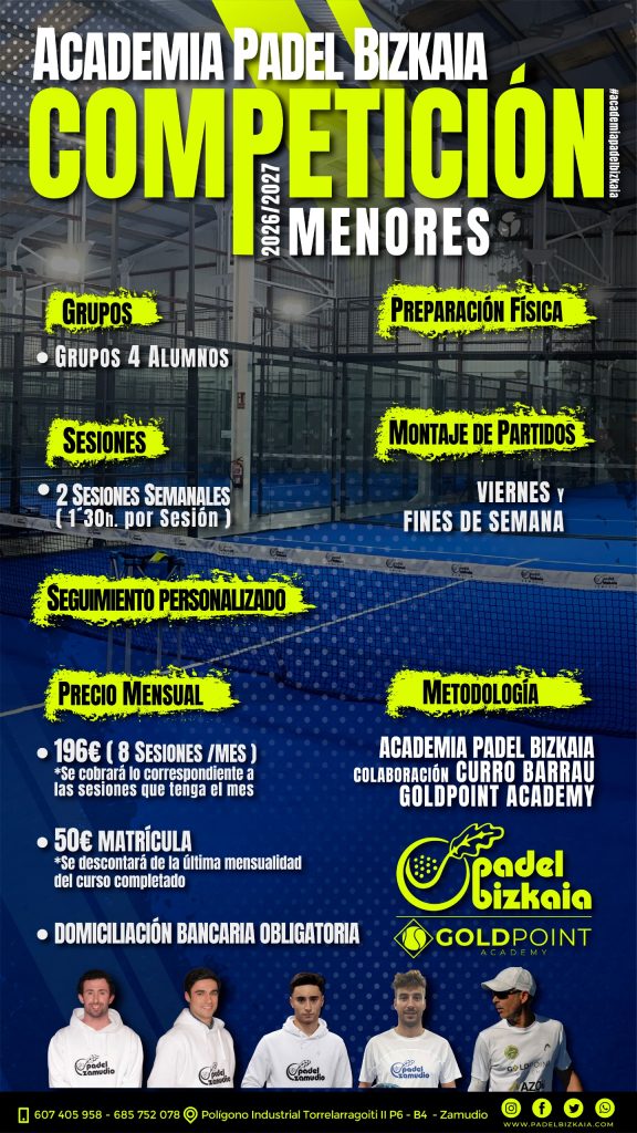 Academia Pádel Bizkaia Competición Menores
